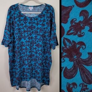 NOT FOR SALE Lularoe Irma Hi Low Tunic Top Fleur-De-Lis Sz XL